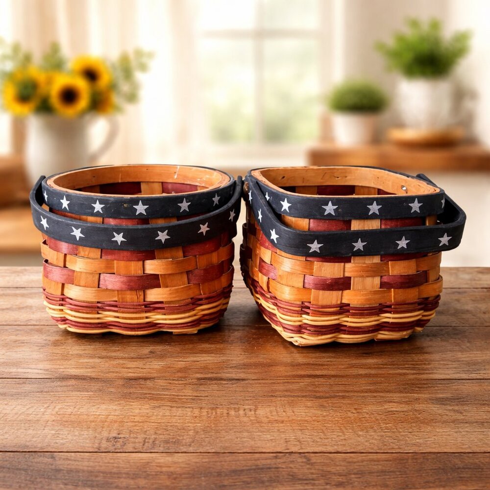 Americana Woven Basket Set | Patriotic Farmhouse Cottagecore Decor
